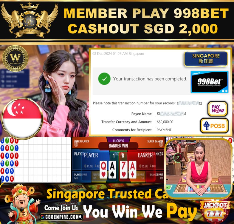 998BET - BACCARAT CASHOUT SGD2000 !!!