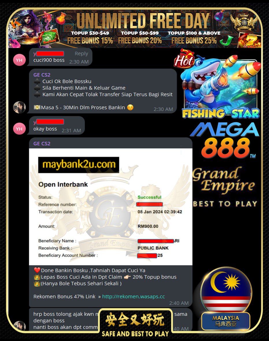 MEGA888 FISHING STAR CUCI RM900!!!