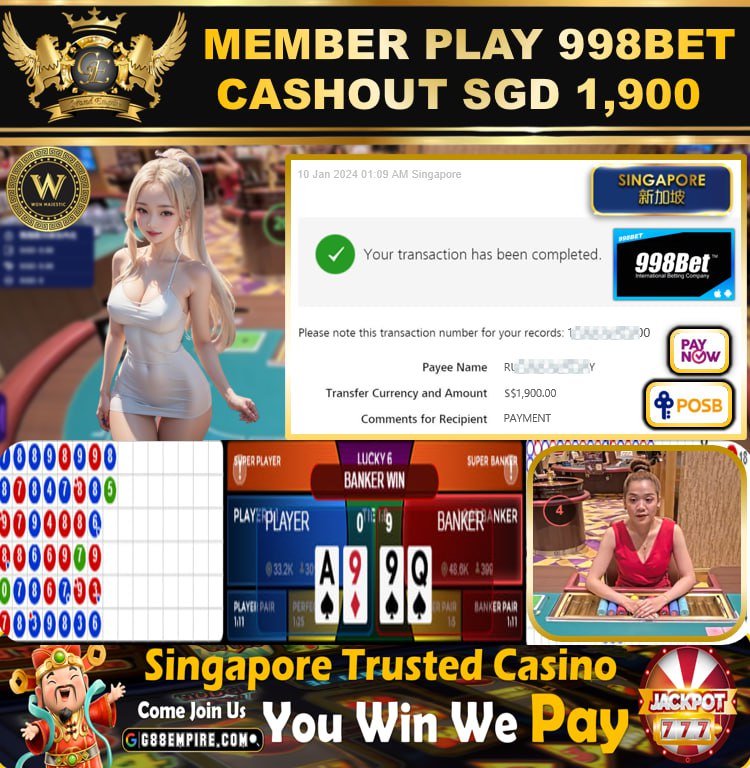 998BET - BACCARAT CASHOUT SGD1900 !!!