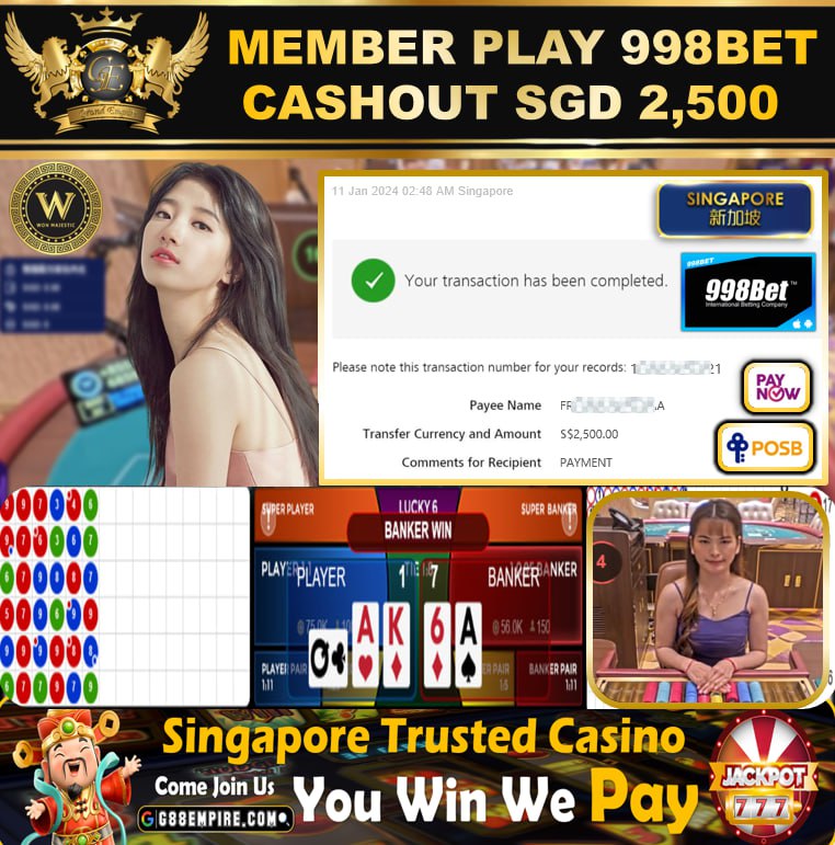 998BET - BACCARAT CASHOUT SGD2500 !!!