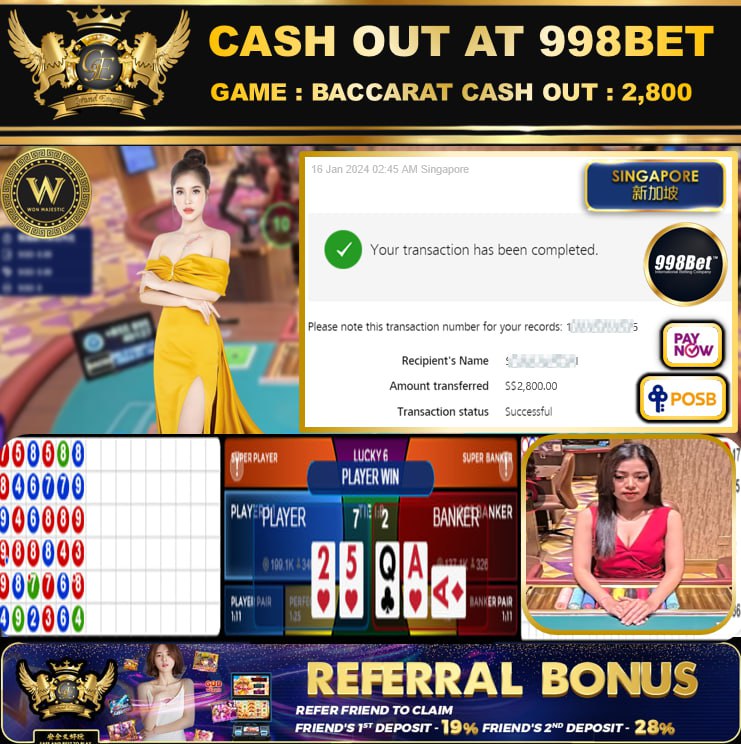 998BET - BACCARAT CASHOUT SGD2800 !!!