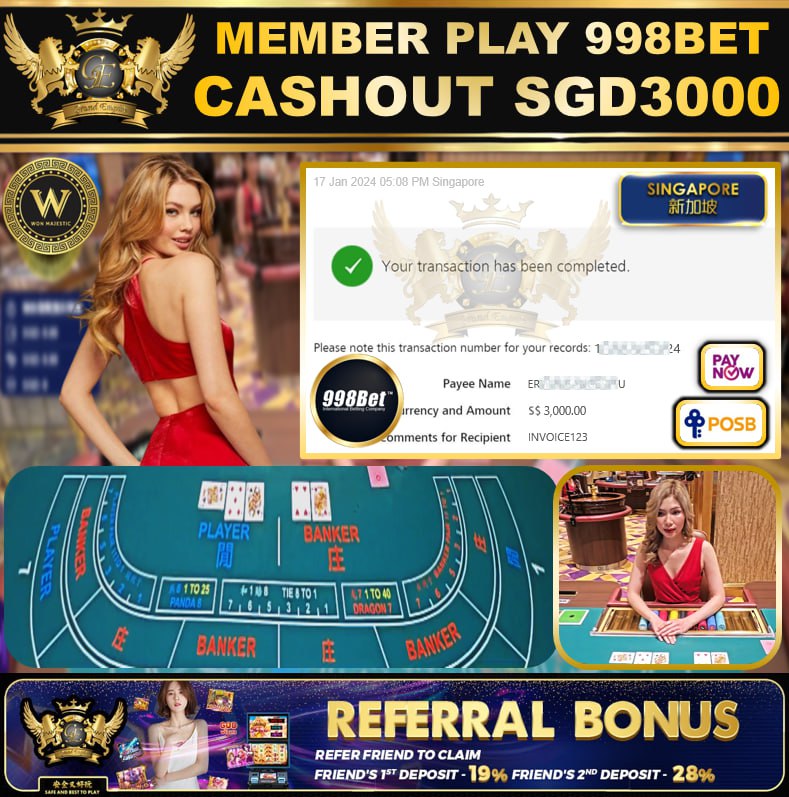 998BET - BACCARAT CASHOUT SGD3000 !!!