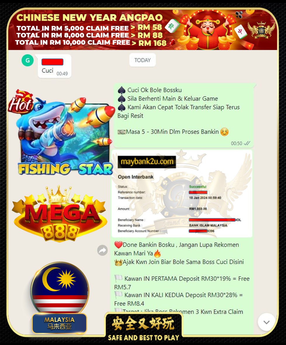 MEGA888 FISHING STAR CUCI RM1,059!!!