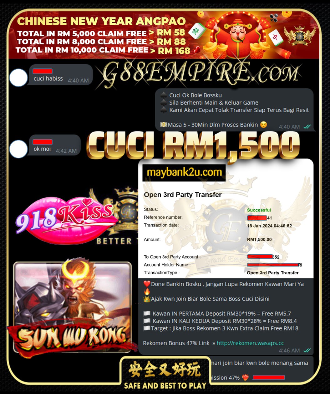 918KISS SUNWUKONG CUCI RM1,500!!!