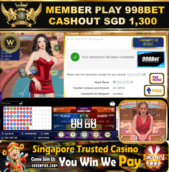 998BET - BACCARAT CASHOUT SGD1,300 !!!