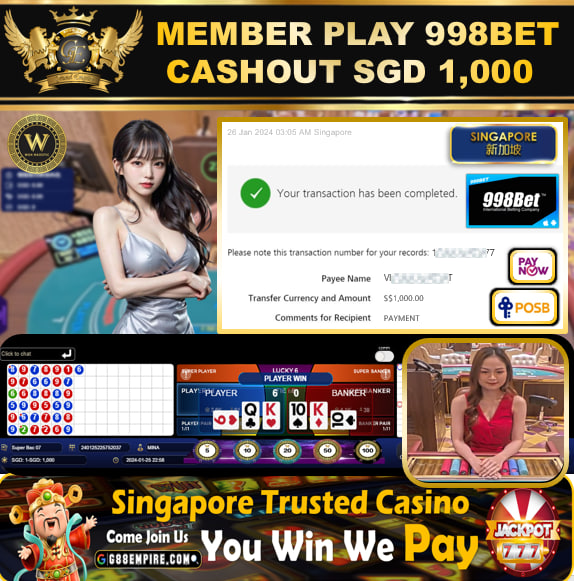 998BET - BACCARAT CASHOUT SGD1,000 !!!