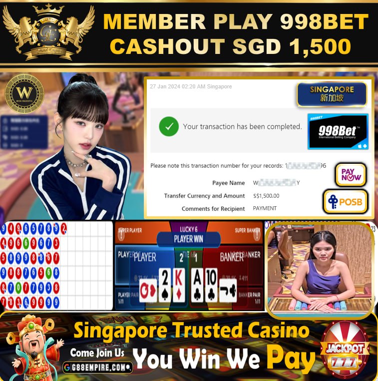 998BET - BACCARAT CASHOUT SGD1,500 !!!