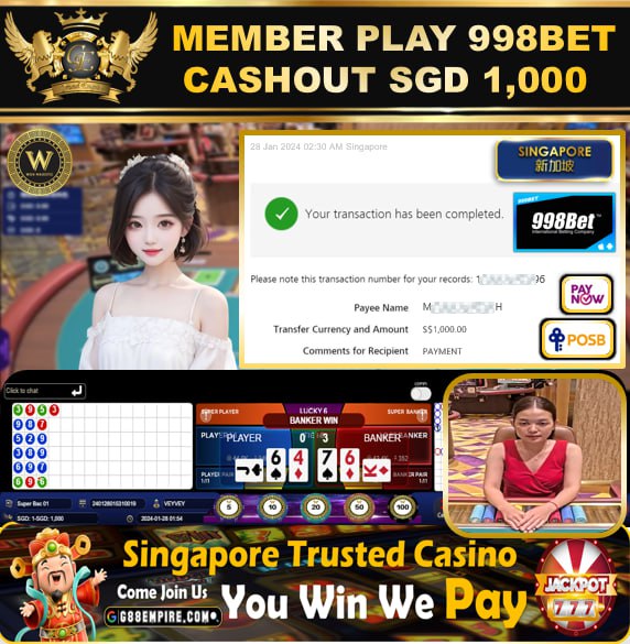 998BET - BACCARAT CASHOUT SGD1,000!!!