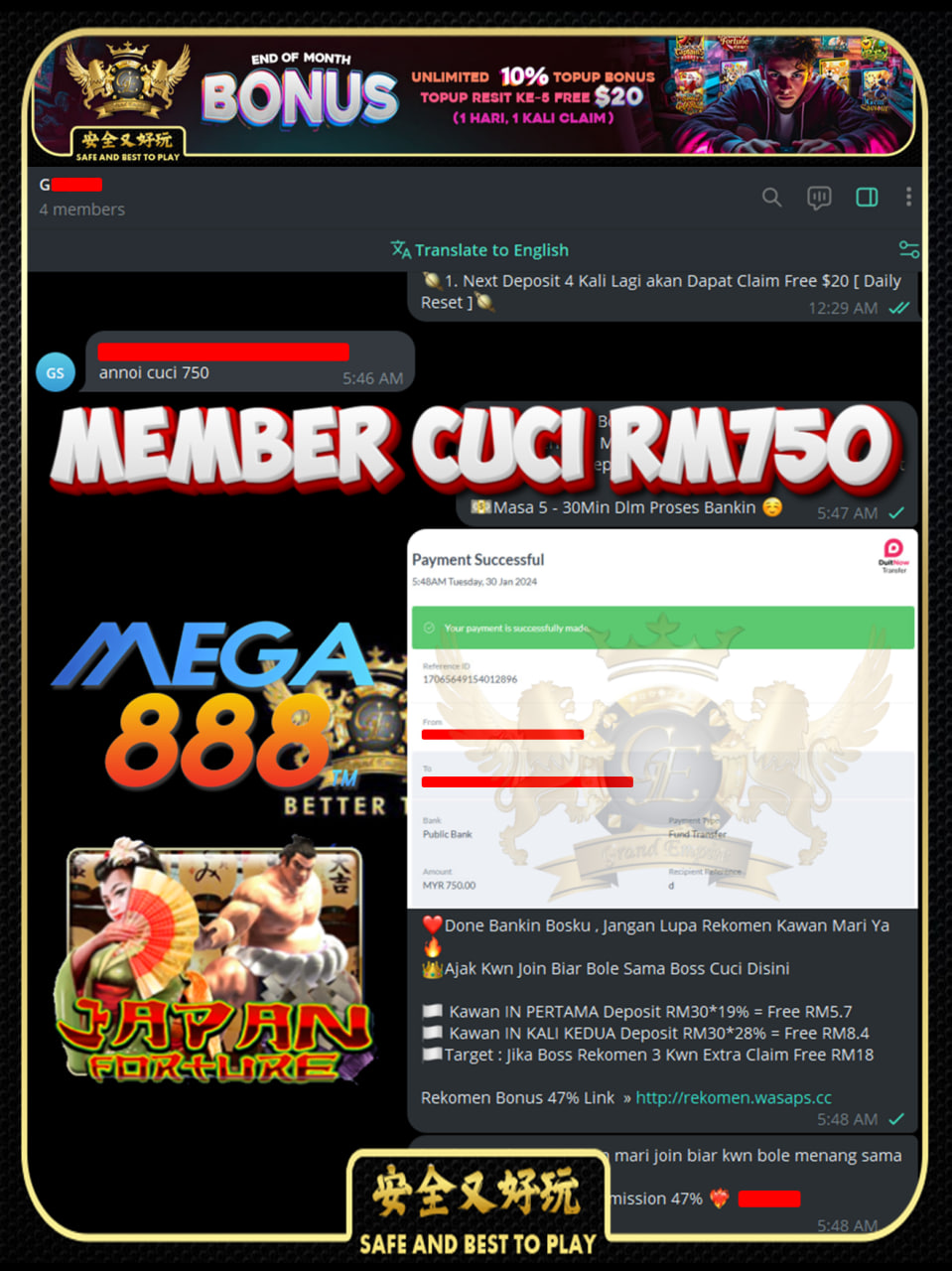 MEGA888 JAPAN CUCI RM750!!!