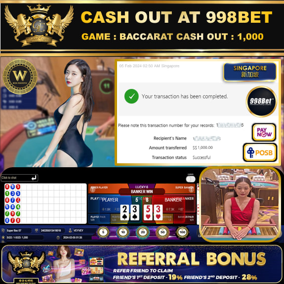 998BET - BACCARAT CASHOUT SGD1,000 !!!