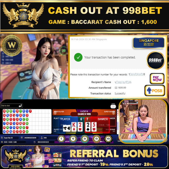 998BET - BACCARAT CASHOUT SGD1,600 !!!