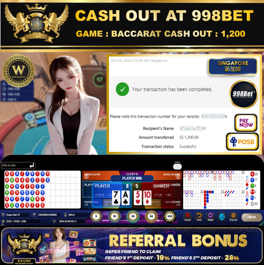 998BET - BACCARAT CASHOUT SGD1,200 !!!