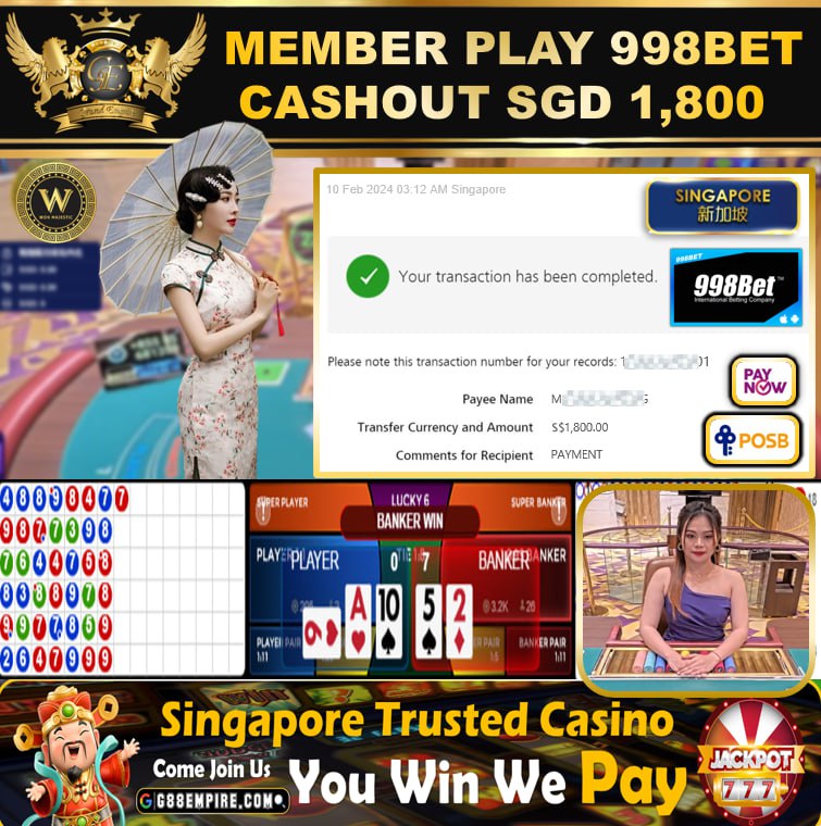 998BET - BACCARAT  CASHOUT SGD1800 !!!