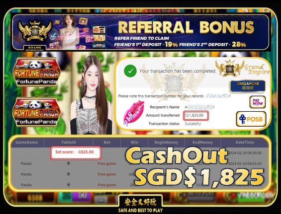 918KISS - PANDA  CASHOUT SGD 1,825 !!!