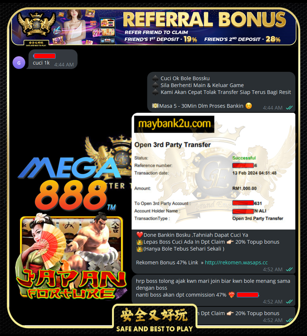 MEGA888 JAPAN CUCI RM1,000!!!