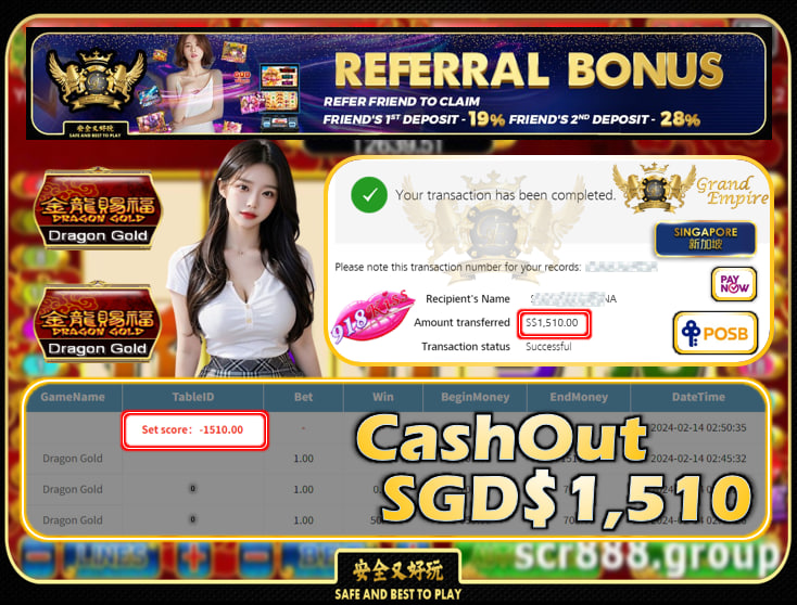 918KISS -  DRAGON GOLD  CASHOUT SGD1,510 !!!