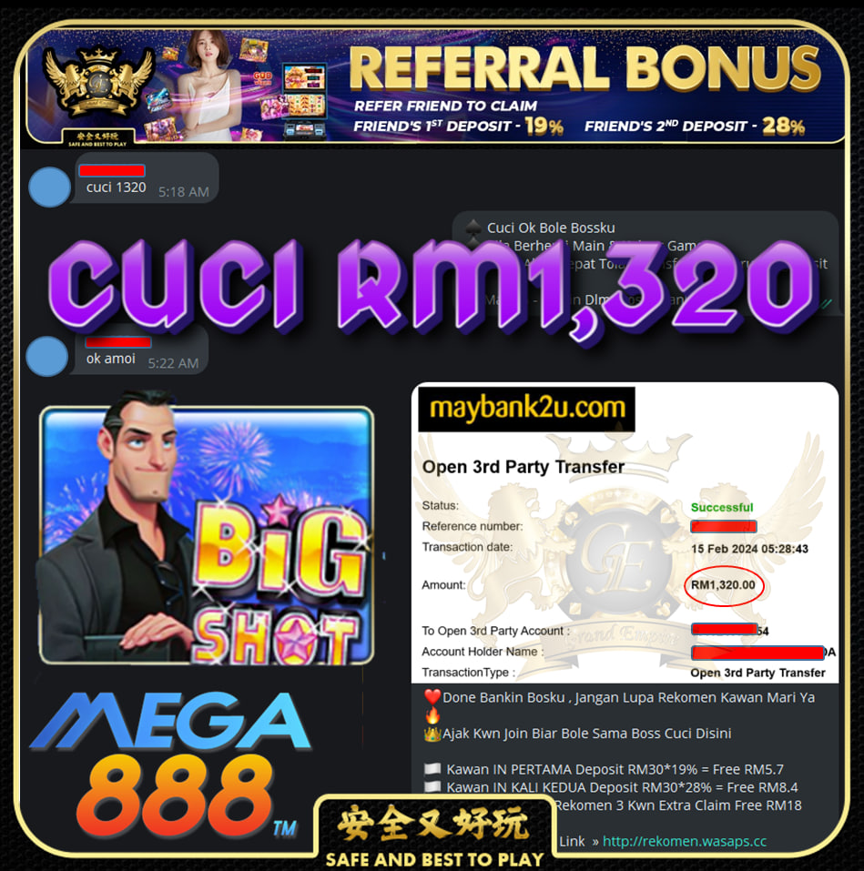 MEGA888 BIGSHOT  CUCI RM1,320!!!