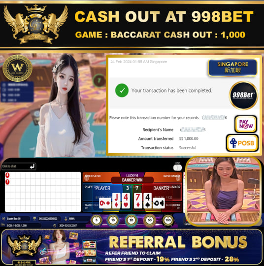 998BET - BACCARAT  CASHOUT SGD 1,000!!!