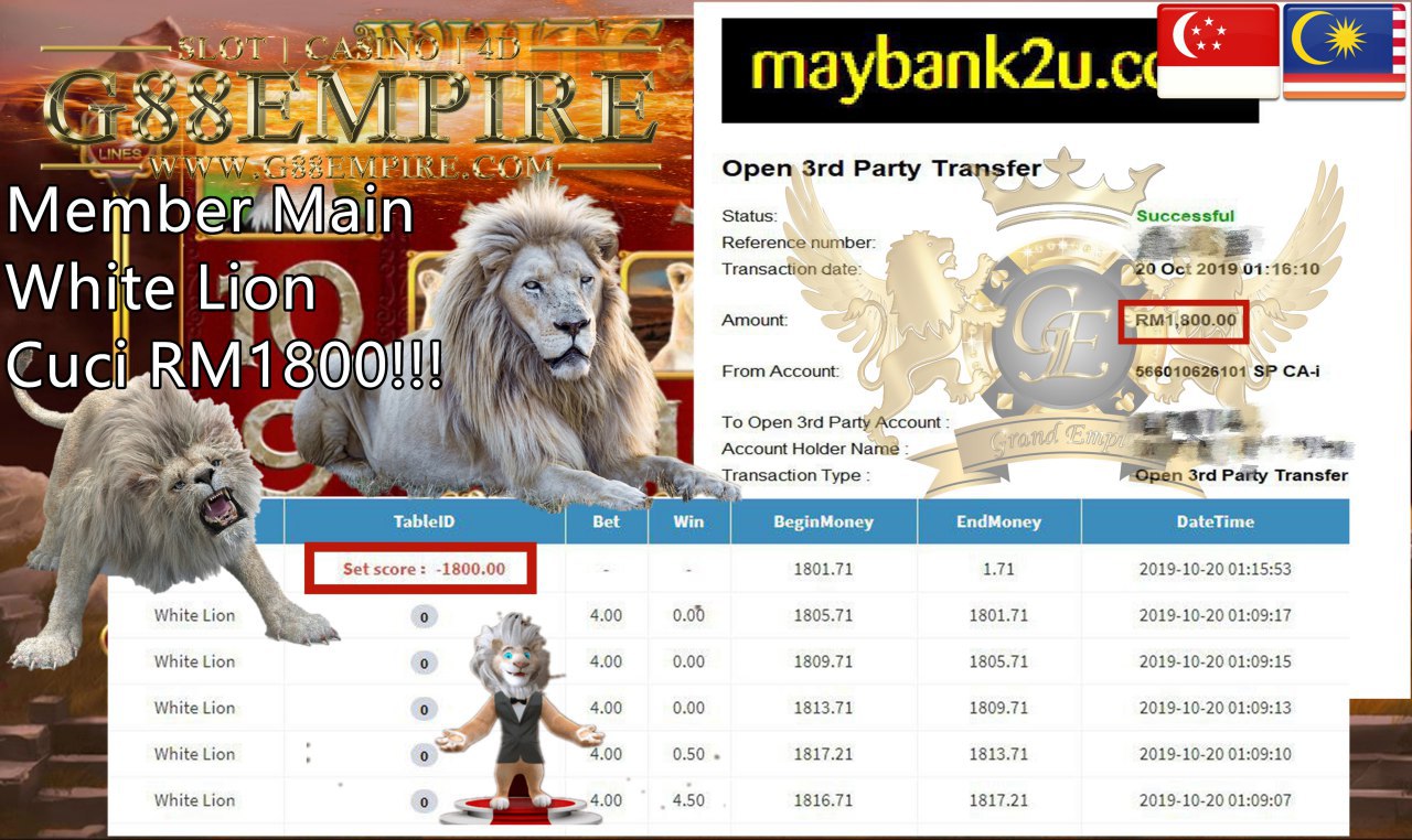 MEMBER MAIN WHITE LION MINTA CUCI RM1800!!! 