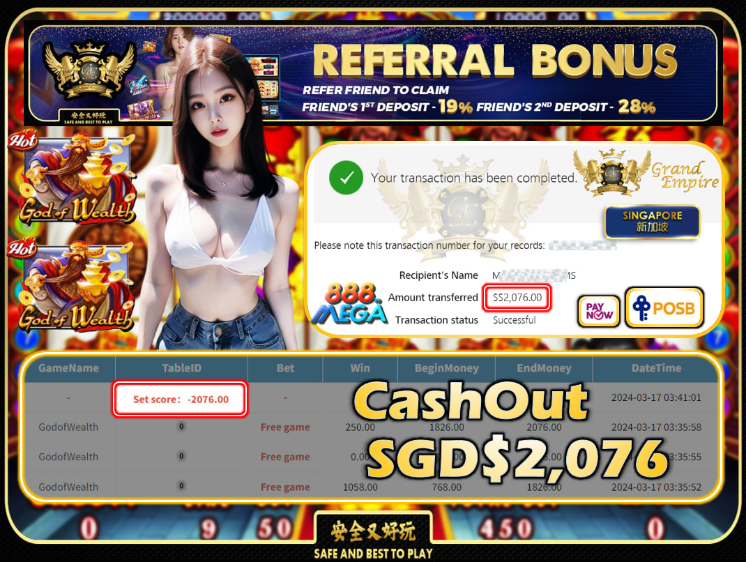 MAGA888 - GODOFWEALTH -  CASHOUT SGD 2,076!!!