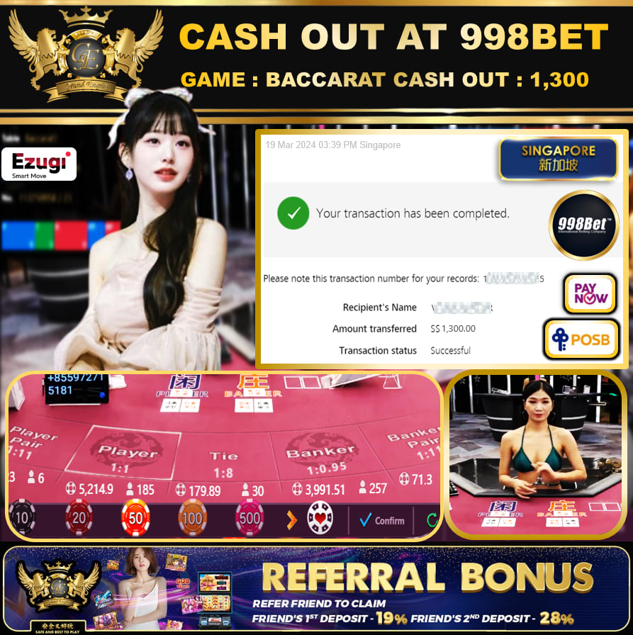 998BET - BACCARAT-  CASHOUT SGD 1,300!!!