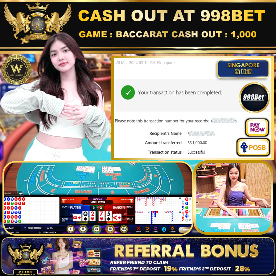 998BET - BACCARAT-  CASHOUT SGD 1,000!!!