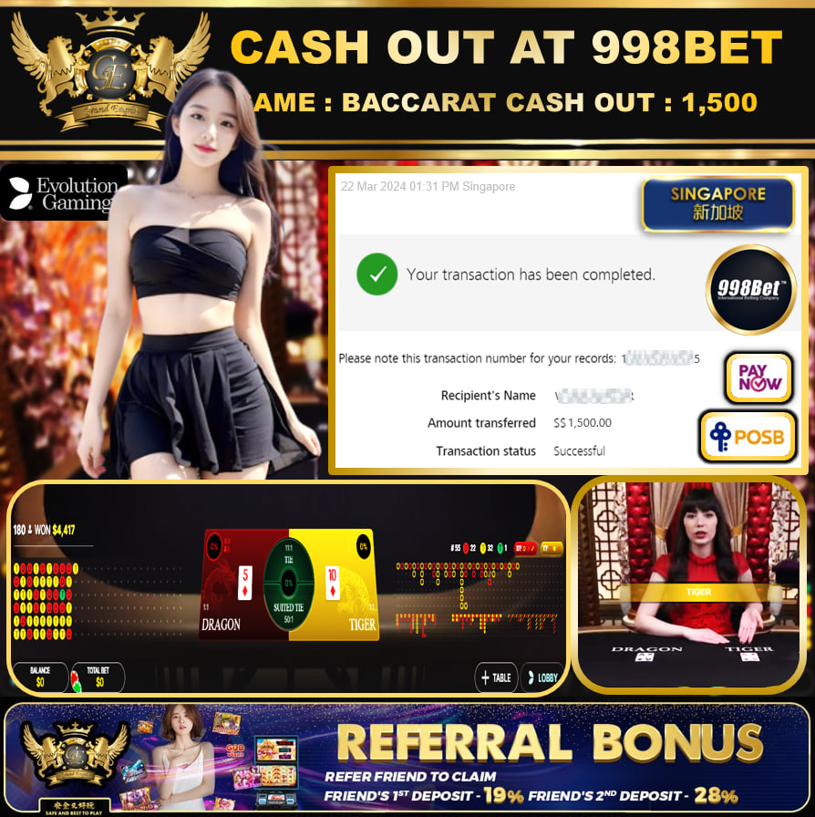 998BET - BACCARAT-  CASHOUT SGD 1,500!!!