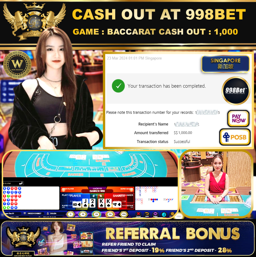 998BET - BACCARAT-  CASHOUT SGD 1,000!!!