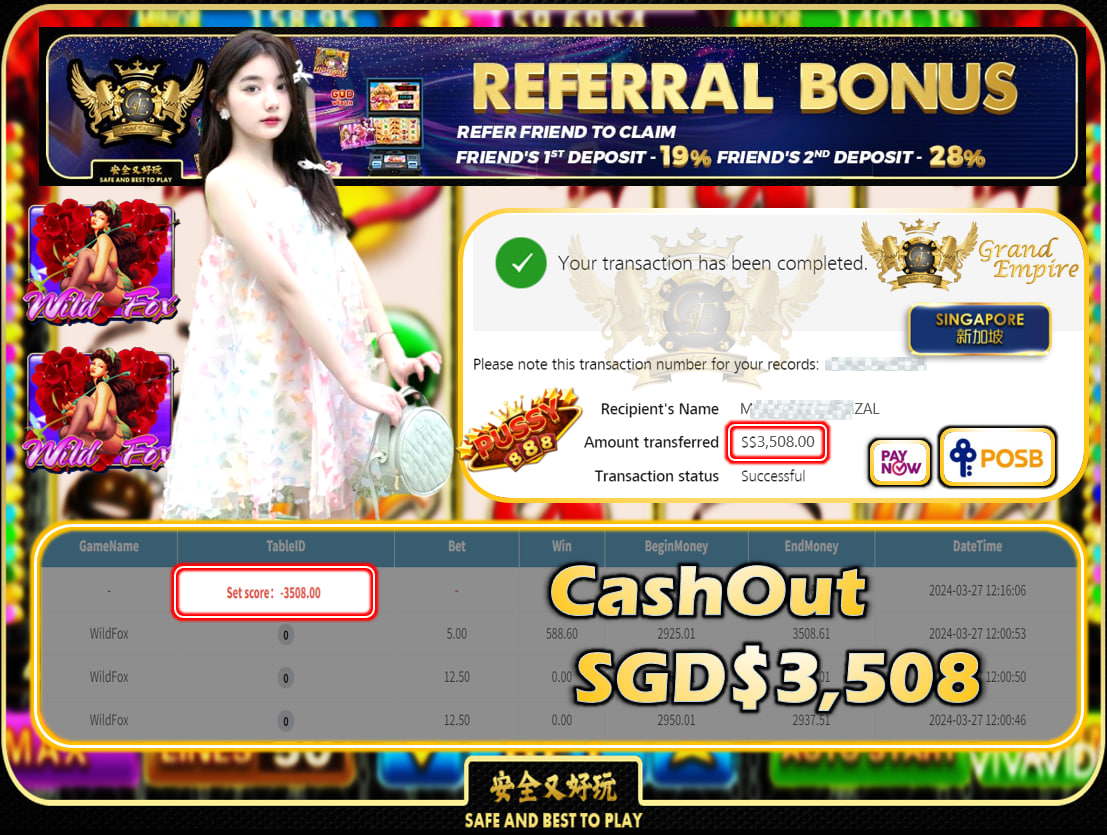 PUSSY888 - WILDFOX - CASHOUT SGD3,508!!!