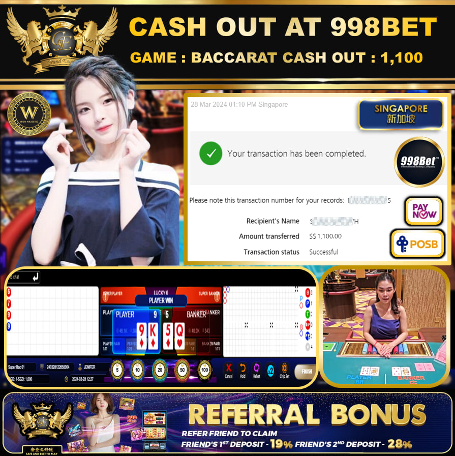 998BET - BACCARAT-  CASHOUT SGD 1,100!!!