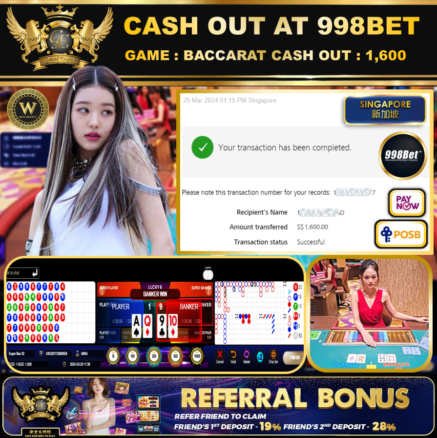 998BET - BACCARAT-  CASHOUT SGD 1,600!!!