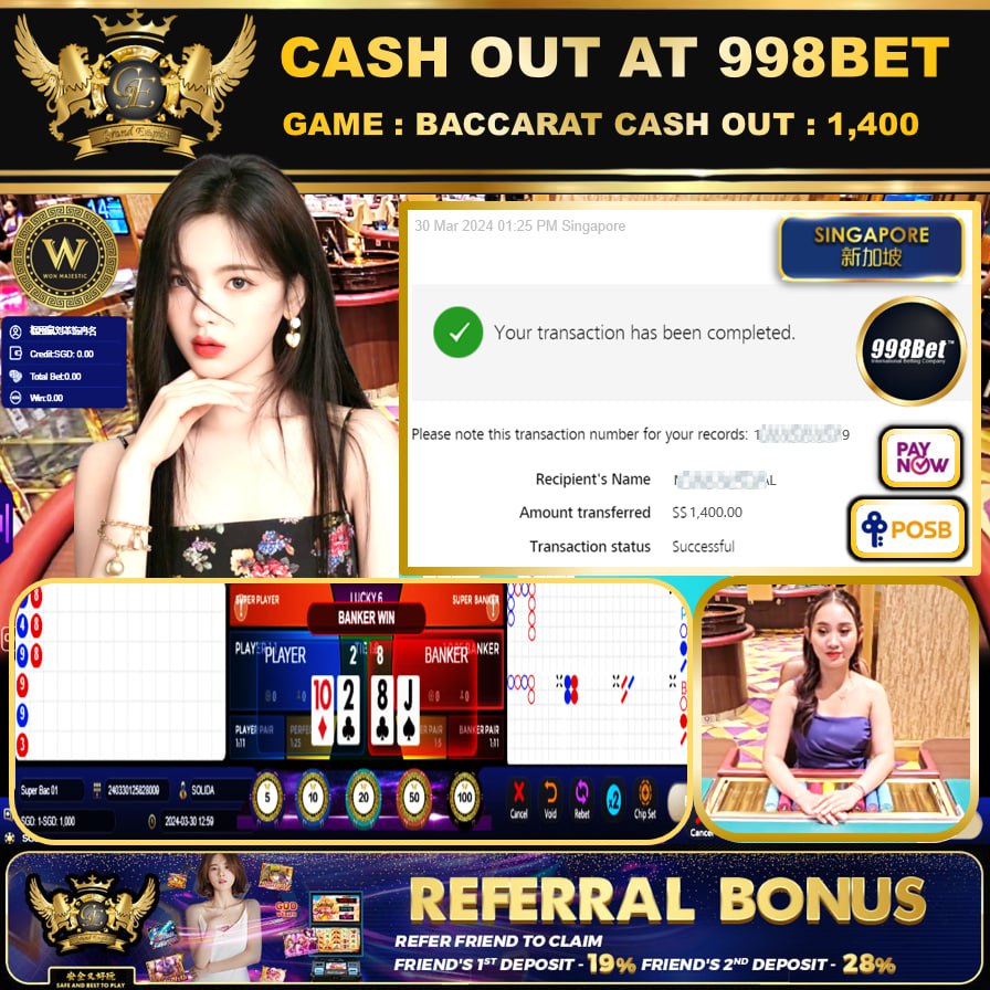 998BET - BACCARAT-  CASHOUT SGD 1,400!!!