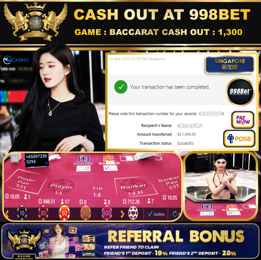 998BET - BACCARAT-  CASHOUT SGD 1,300!!!