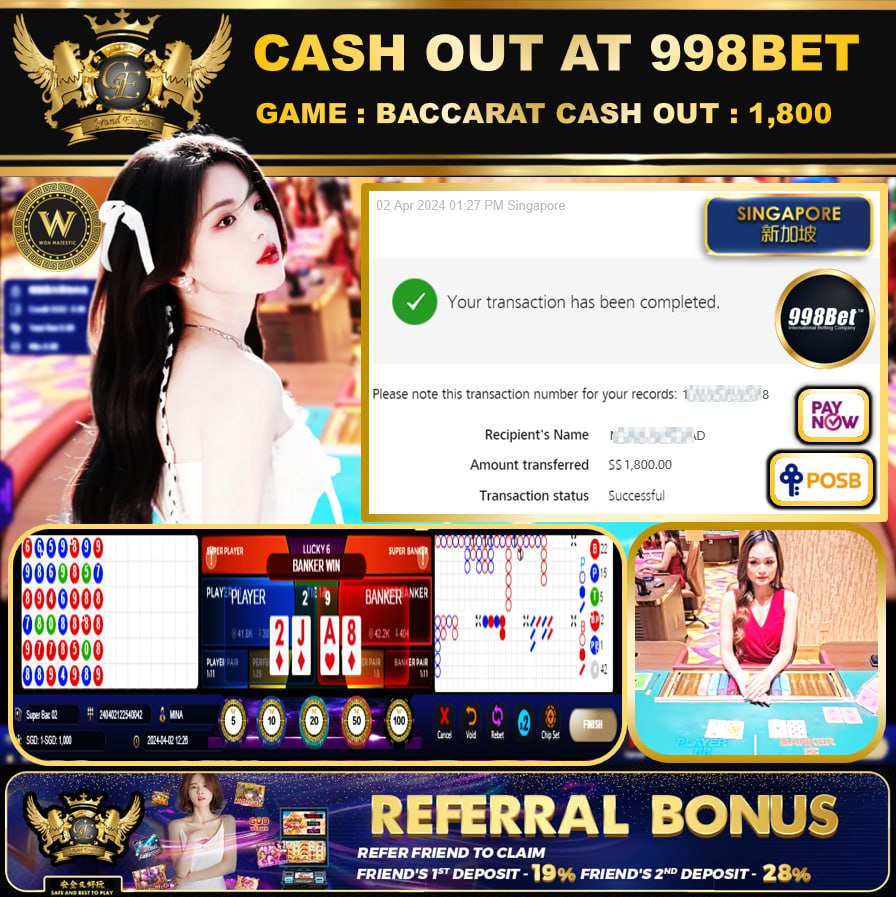 998BET - BACCARAT - CASHOUT SGD1,800!!!