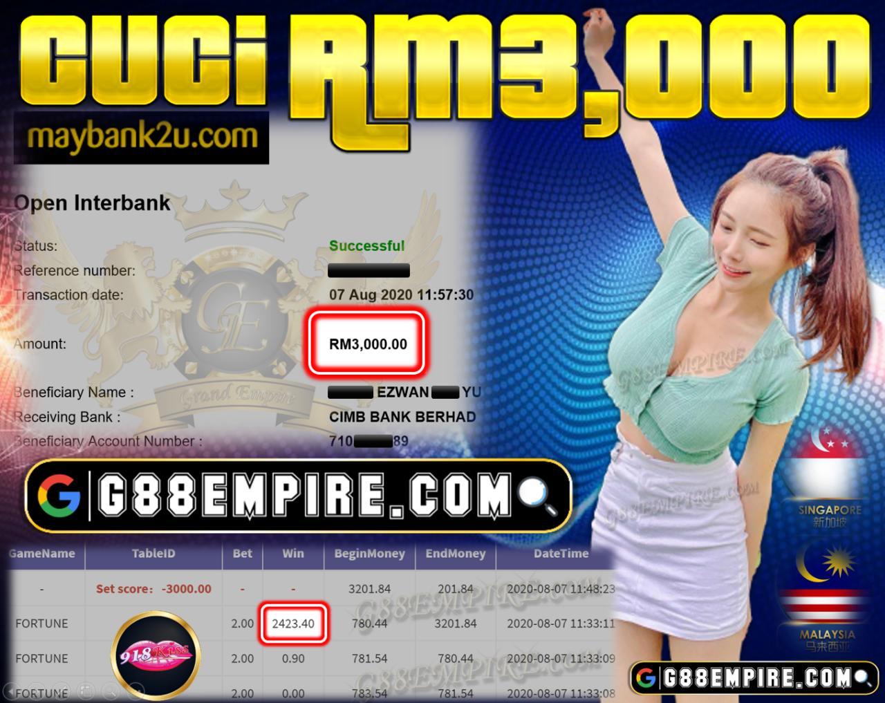 MEMBER MAIN FORTUNE CUCI RM3,000 !!