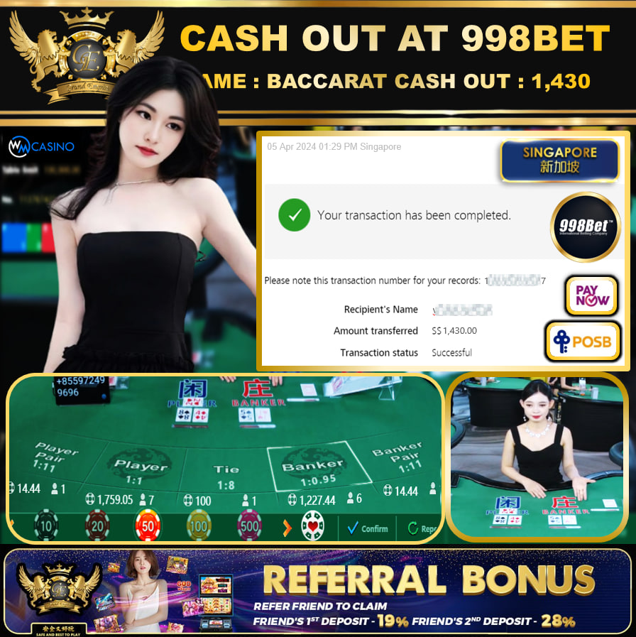 998BET - BACCARAT - CASHOUT SGD1,430!!!