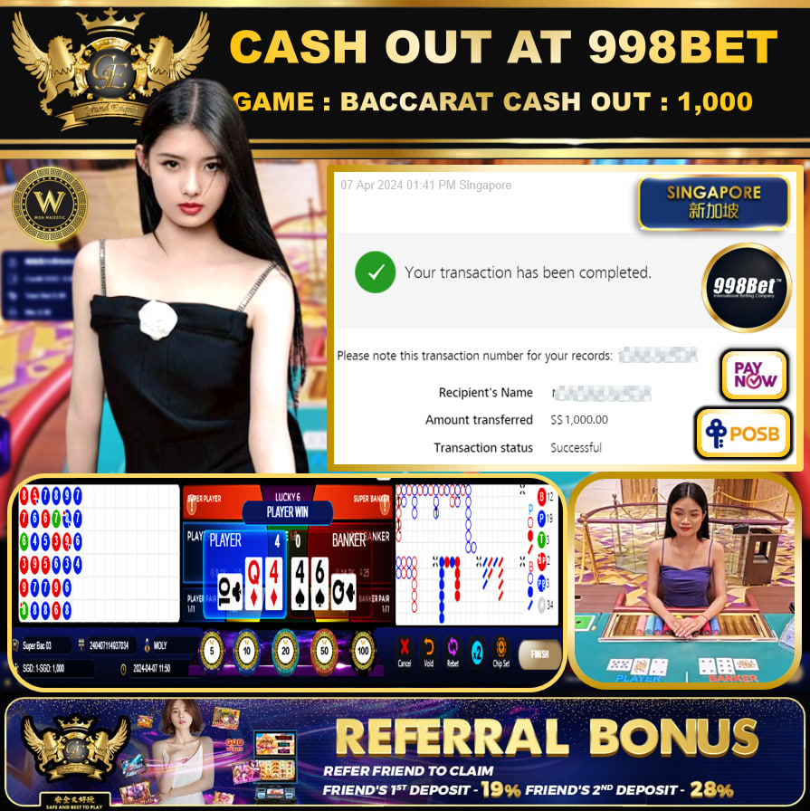 998BET - BACCARAT - CASHOUT SGD1,000!!!