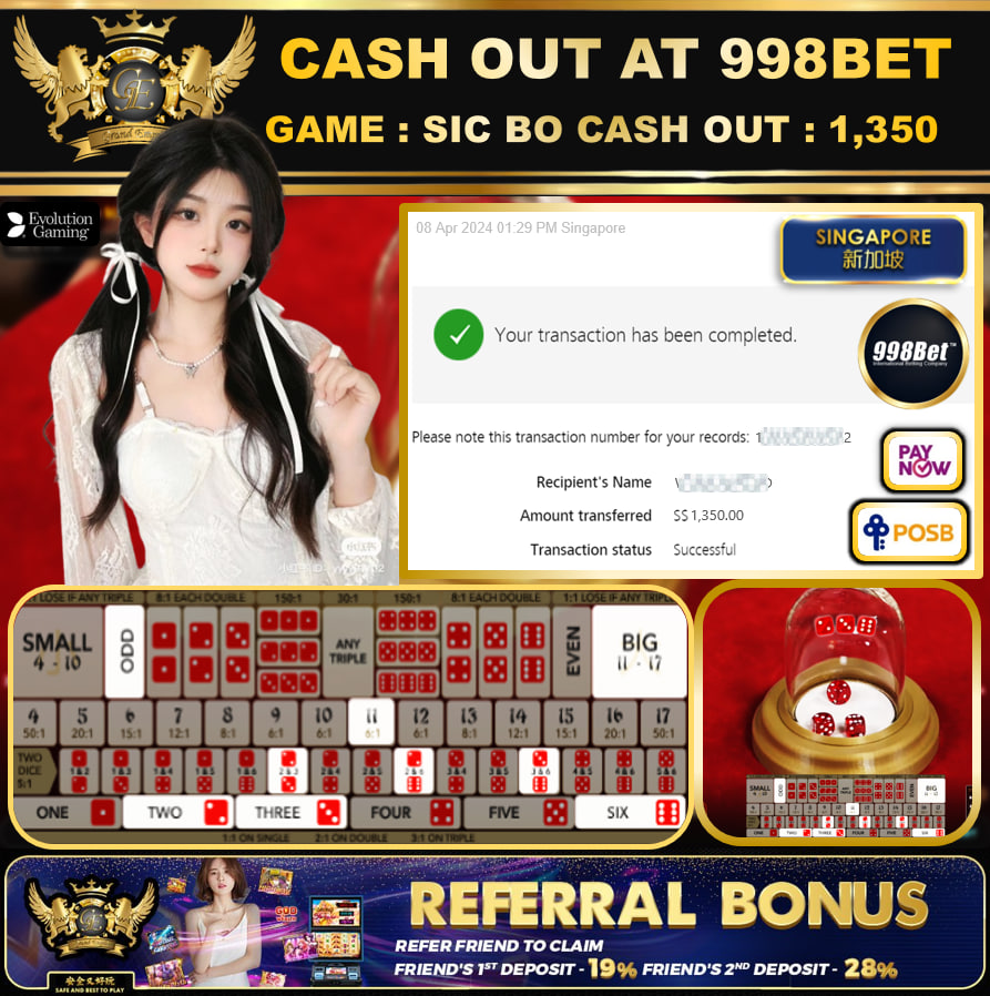 998BET - BACCARAT-  CASHOUT SGD 1,350!!!