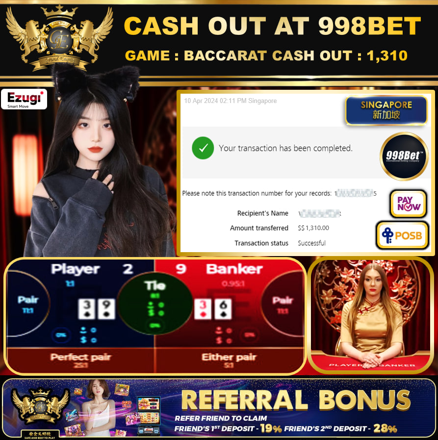 998BET - BACCARAT - CASHOUT SGD1,310!!!