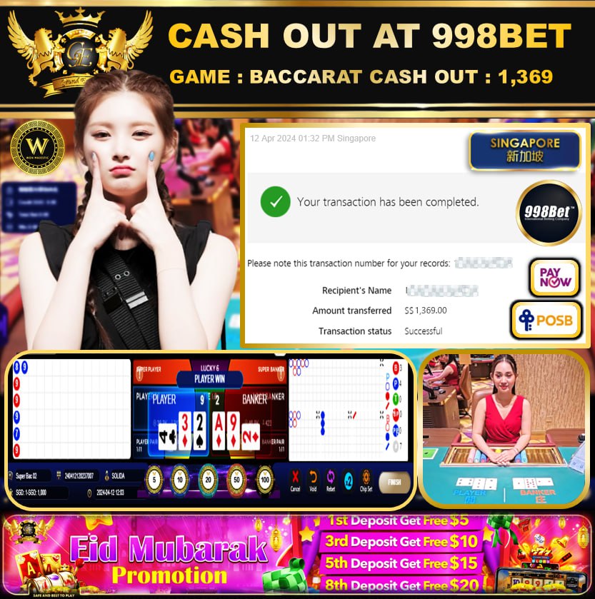 998BET - BACCARAT - CASHOUT SGD1,369!!!