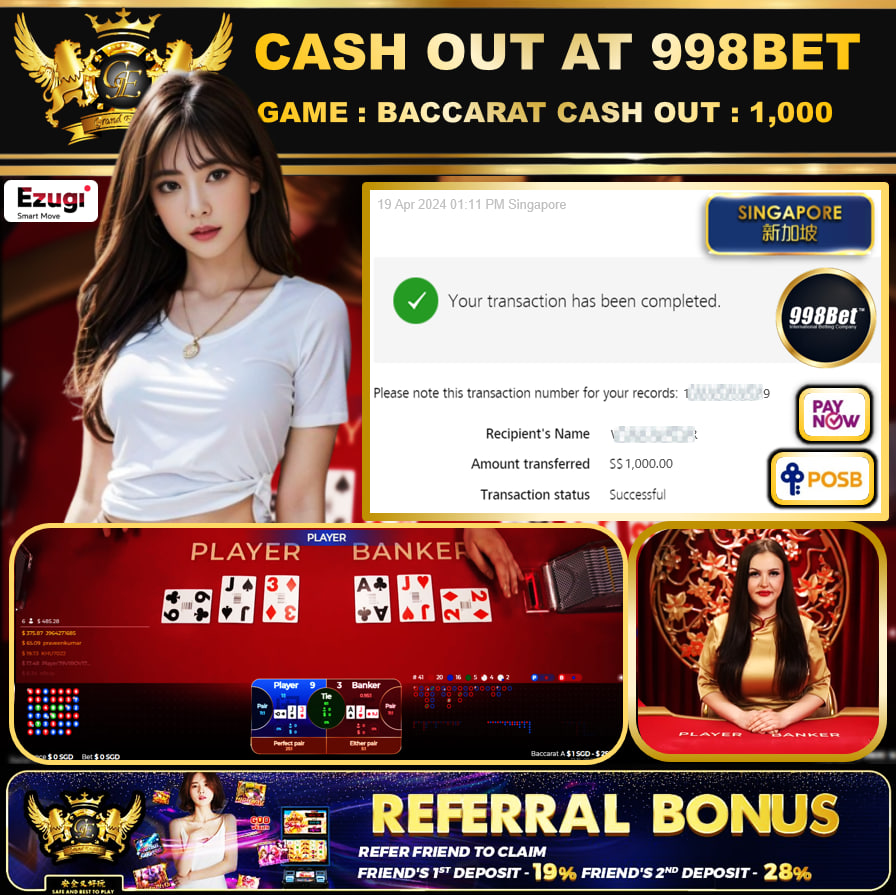 998BET -  BACCARAT - CASHOUT SGD1,000!!!