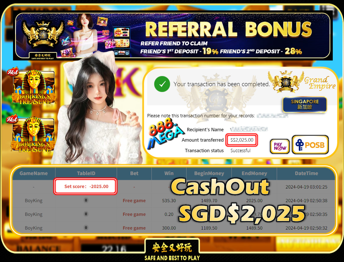 MEGA888 - BOYKING - CASHOUT SGD 2,025!!!