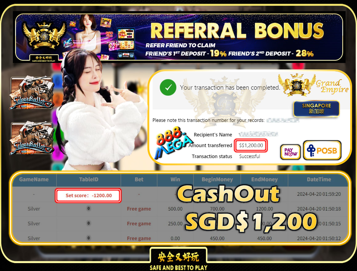 MEGA888 - SILVER - CASHOUT SGD 1,200!!!