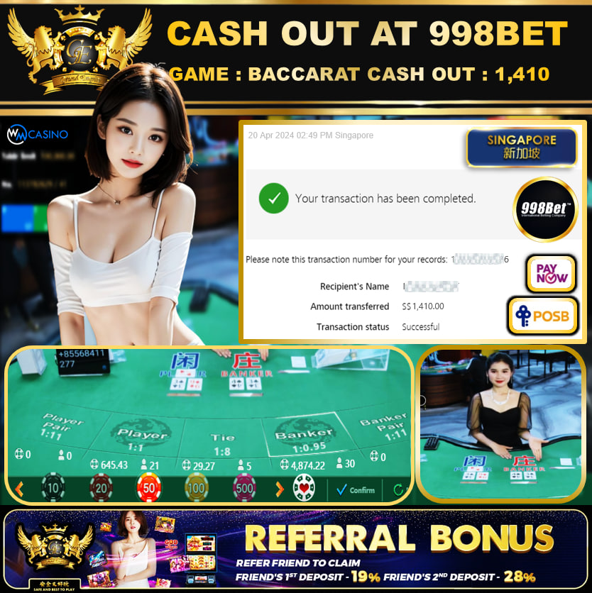 998BET -  BACCARAT - CASHOUT SGD1,410!!!