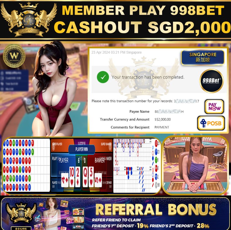 998BET - BACCARAT - CASHOUT SGD 2000!!!