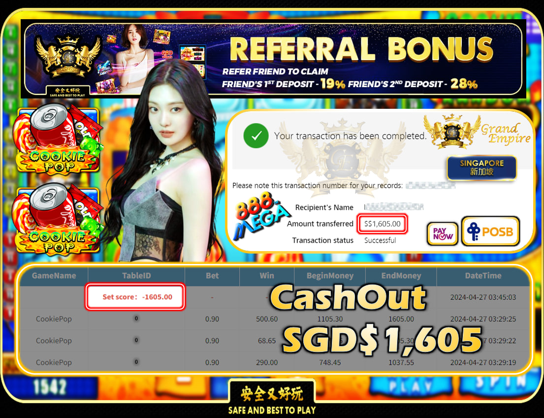 MEGA888 - COOKIEPOP -  CASHOUT SGD 1,605!!!