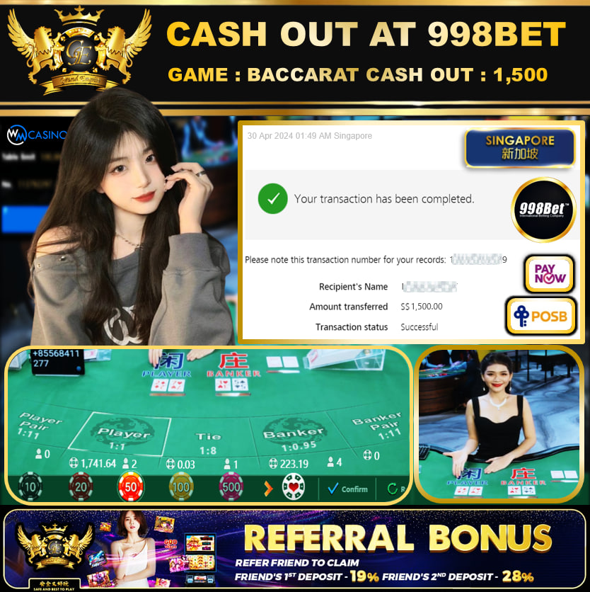 998BET - BACCARAT -  CASHOUT SGD 1,500!!!