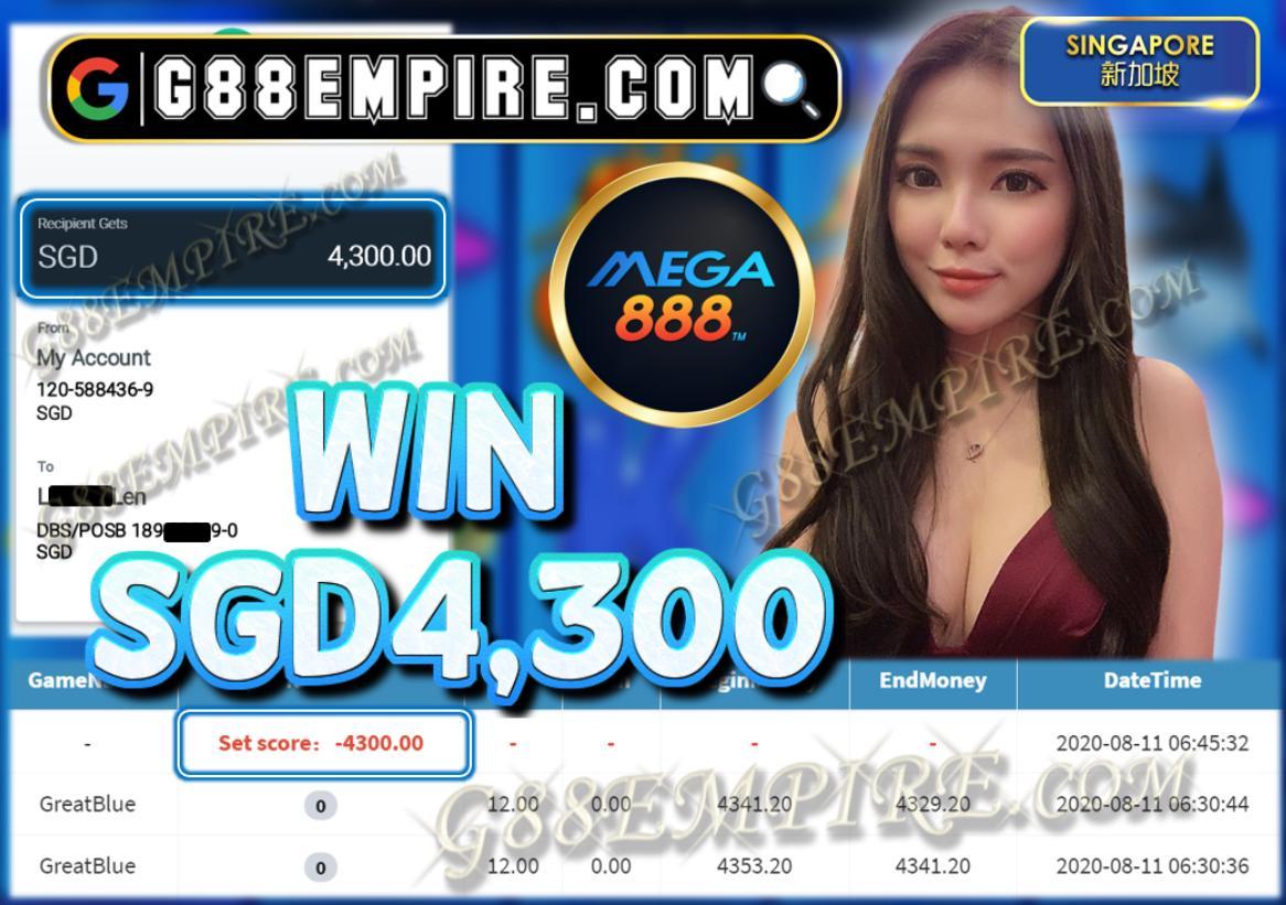 MEMBER PLAY GREATBLUE WIN SGD4,300!!!