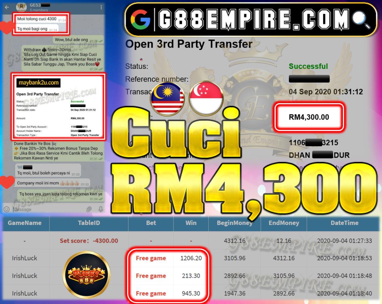 MEMBER MAIN IRISH LUCK CUCI RM4,300!!!