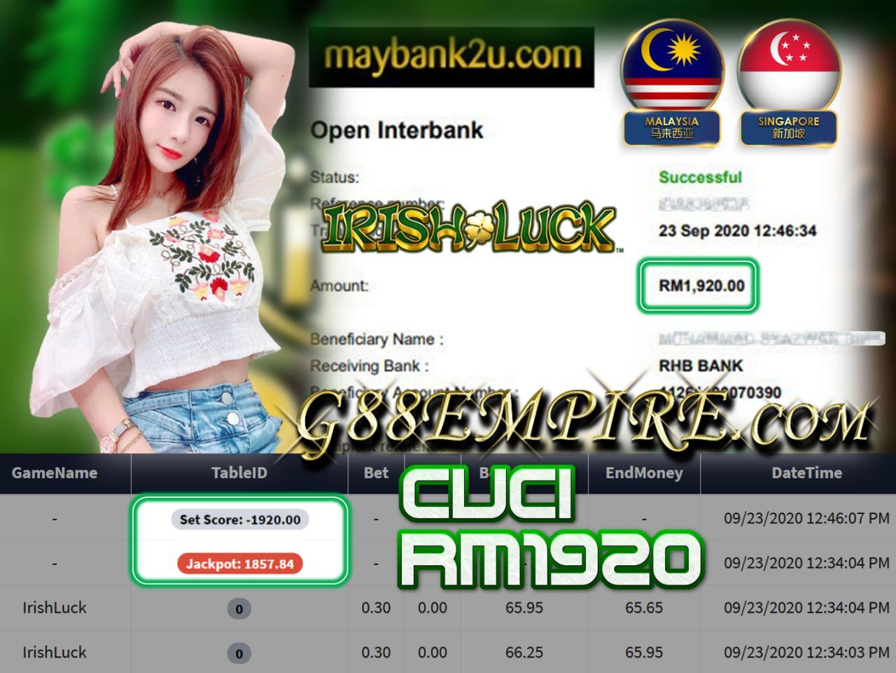 MEMBER MAIN IRISH LUCK CUCI RM1920!!!